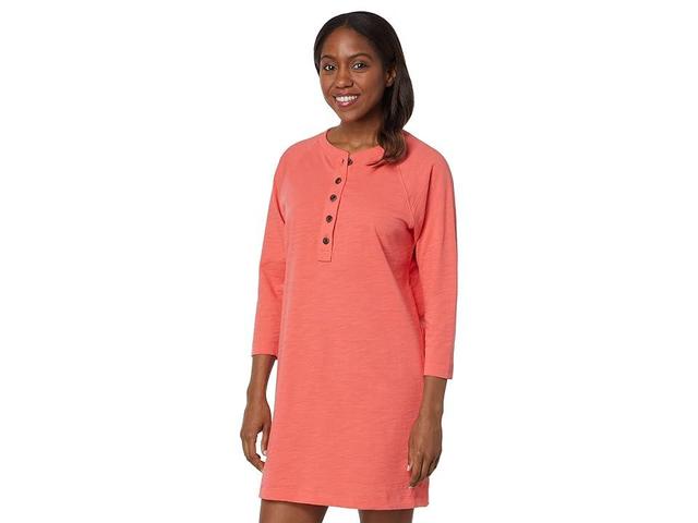 Lilla P 3/4 Sleeve Henley Dress (Punch) Women's Clothing Product Image