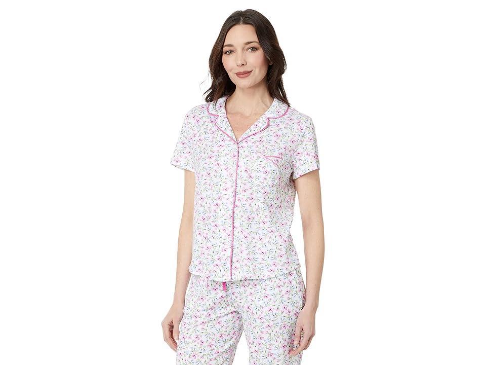 Karen Neuburger Petite Blooming Breeze Two-Piece Short Sleeve Girlfriend Long Pj Set (Ditsy Pop) Women's Pajama Sets Product Image