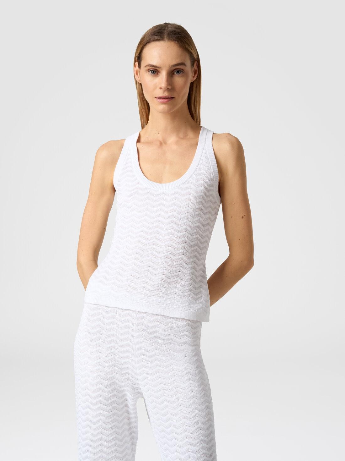 Tank top in chevron cotton and viscose knit White | Missoni Product Image