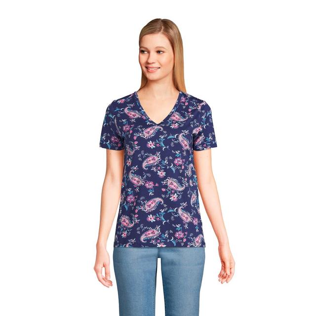 Lands End Womens Relaxed Supima Cotton Short Sleeve V-Neck T-Shirt Product Image