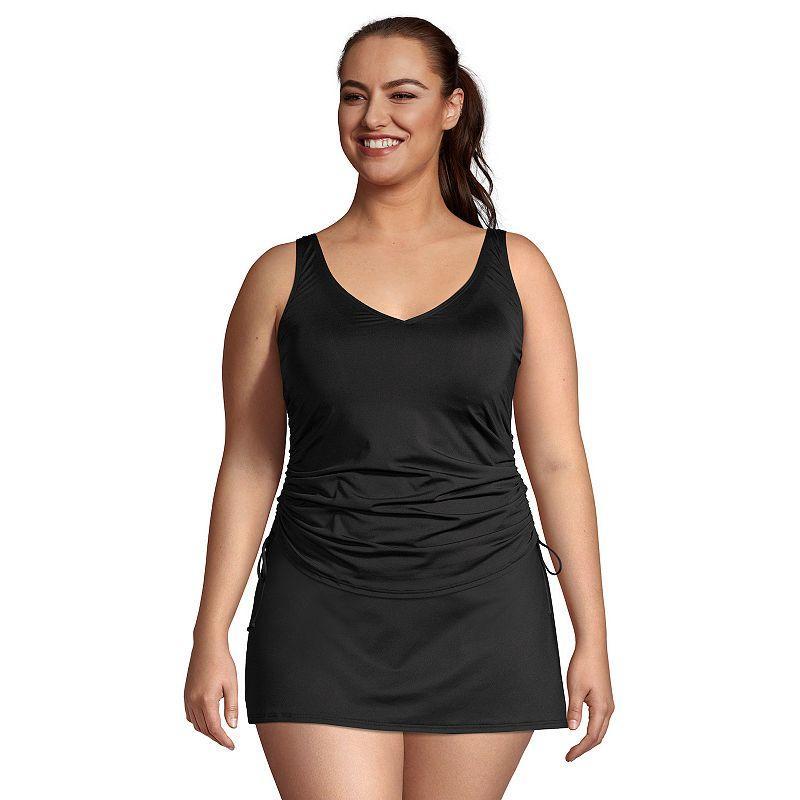 Plus Size Lands End DDD-Cup UPF 50 V-Neck Underwire Tankini Top, Womens Product Image