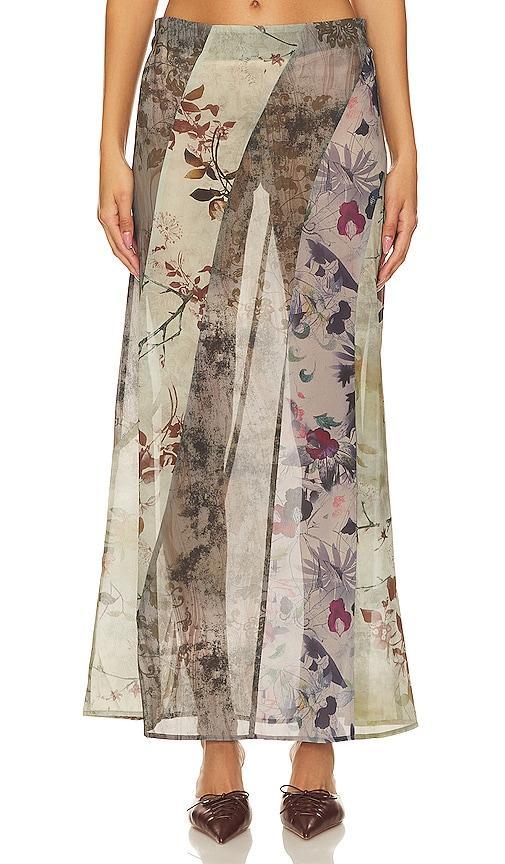 Panelled Print Maxi Skirt Product Image