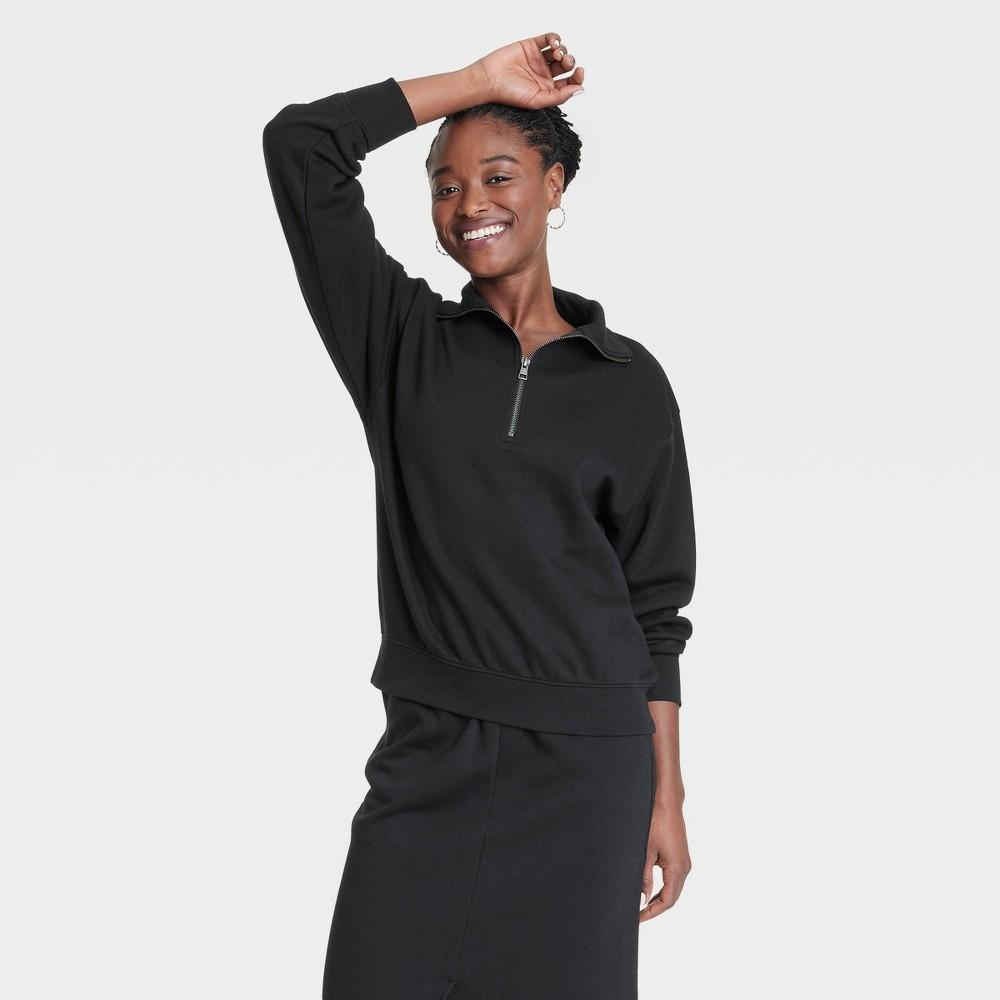 Womens Leisure Studio Quarter Zip Pullover - Universal Thread Black M Product Image