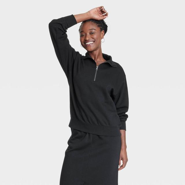 Womens Leisure Studio Quarter Zip Pullover - Universal Thread Black Product Image