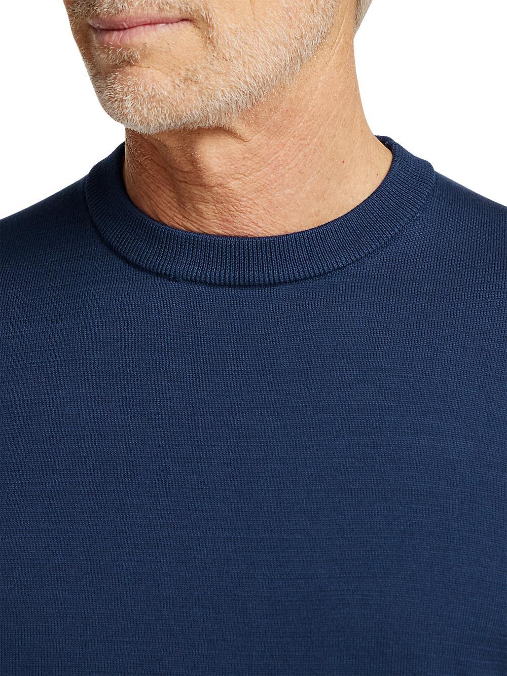 Supima Cotton Crew Neck Sweater - Navy Product Image