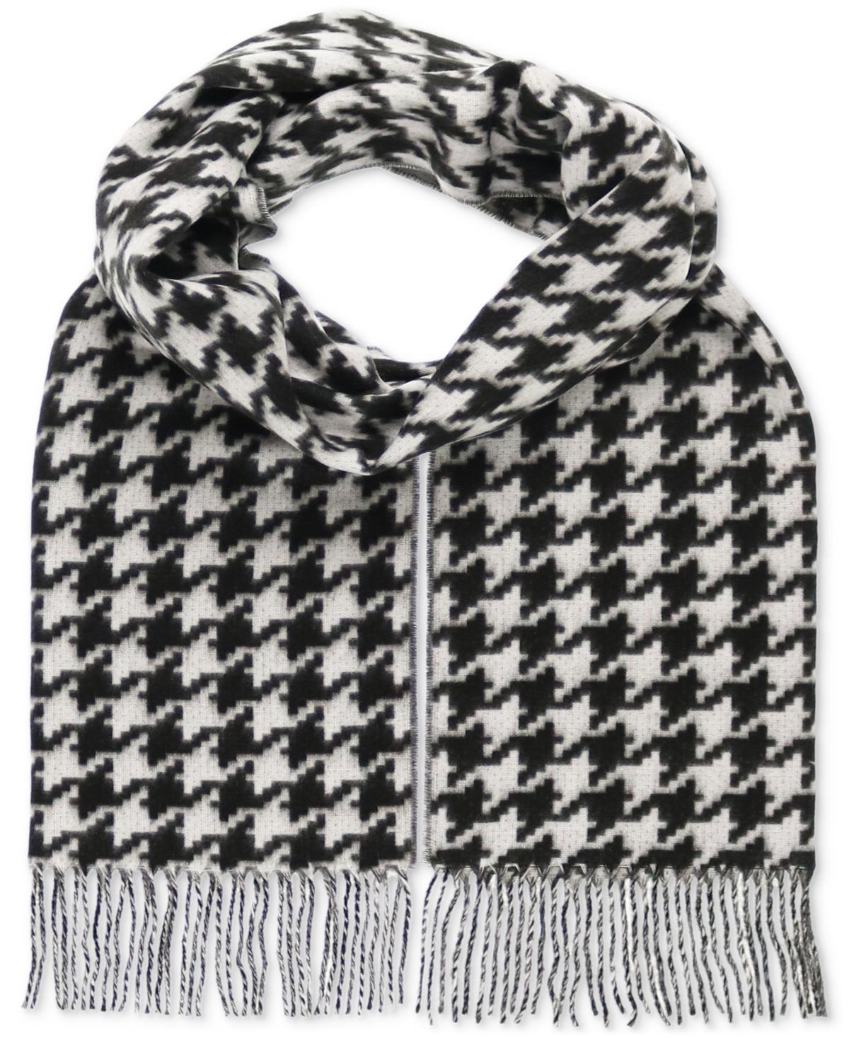 Fraas Womens Houndstooth Fringe-Trim Scarf Product Image