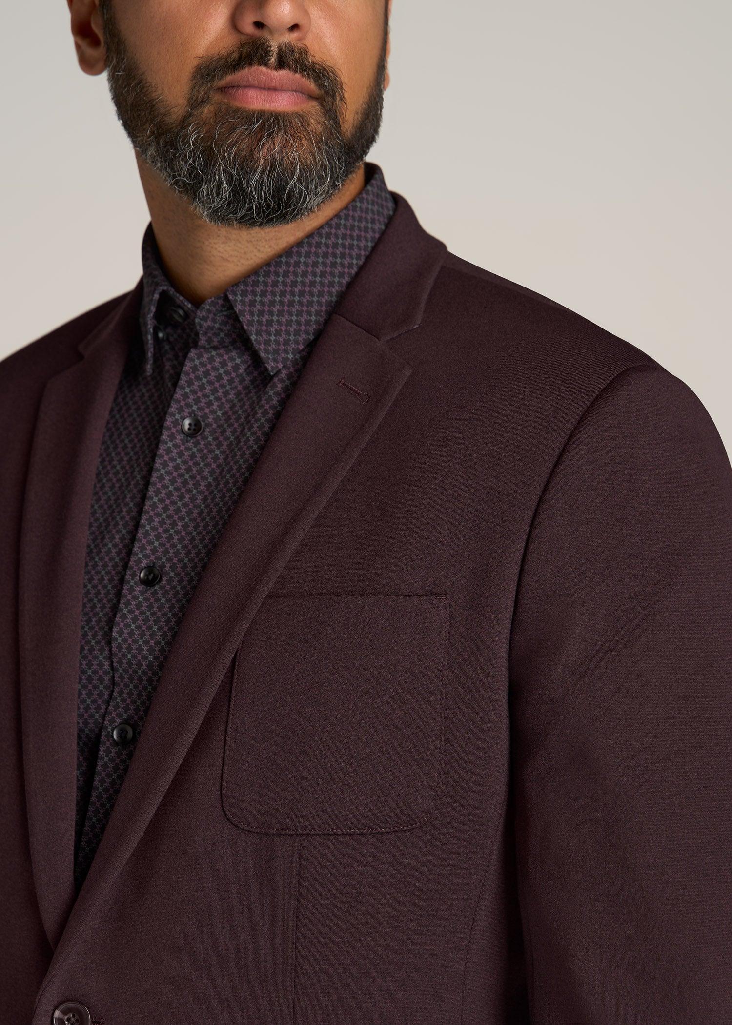 Men's Tall Blazer in Dark Maroon Mix Male Product Image