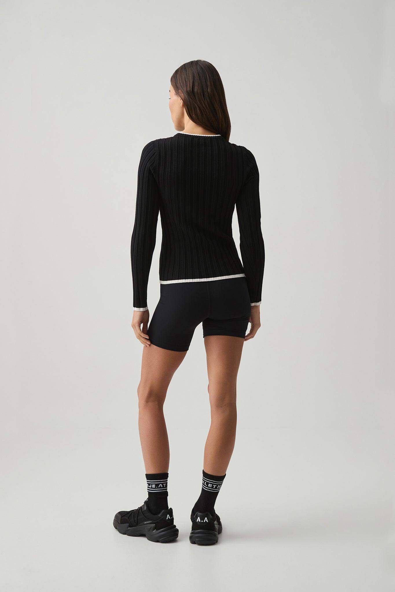 Contrast Long Sleeve Rib Knit Top 438 Product Image