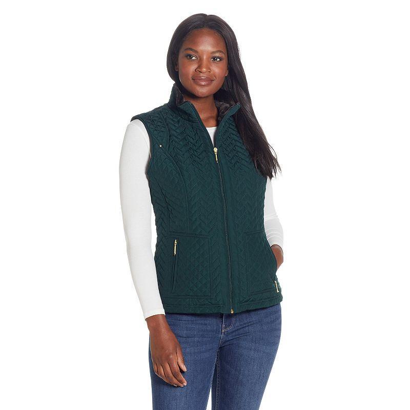 Womens Weathercast Faux-Fur Trim Quilted Vest Product Image