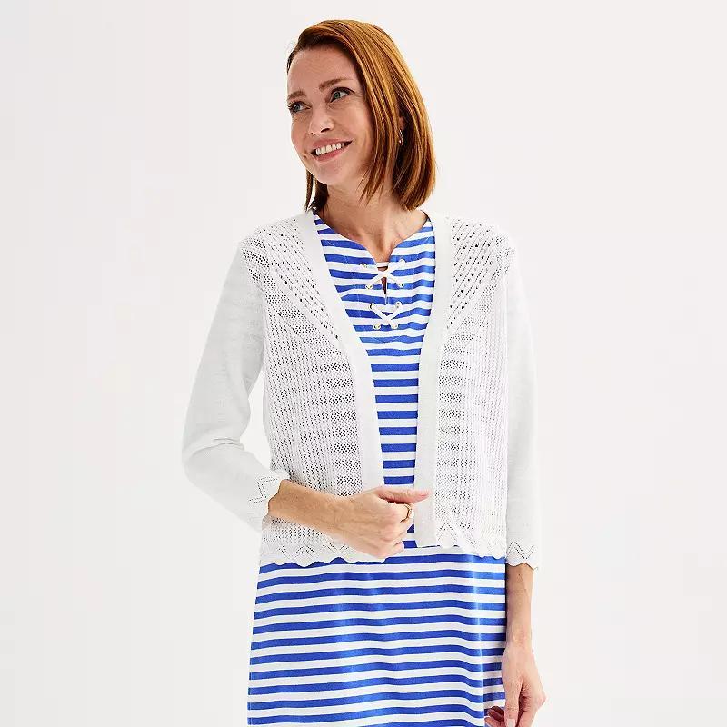 Womens Croft & Barrow Open Front Pointelle Cardigan Product Image