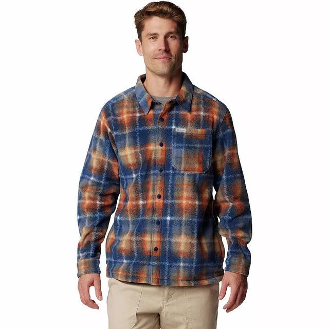 Mens Columbia Steens Mountain Plaid Shirt Jacket Blue Red Omblur Product Image