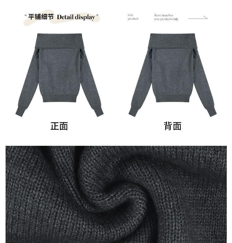 Off-Shoulder Dolman-Sleeve Knit Top Product Image