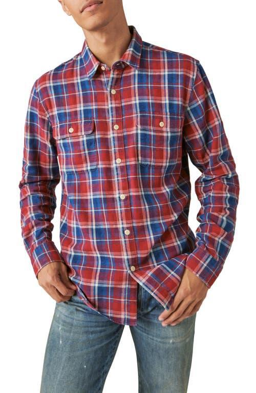 Lucky Brand Plaid Indigo Long Sleeve Utility Shirt - Mens Clothing Outerwear Shirt Jackets Product Image