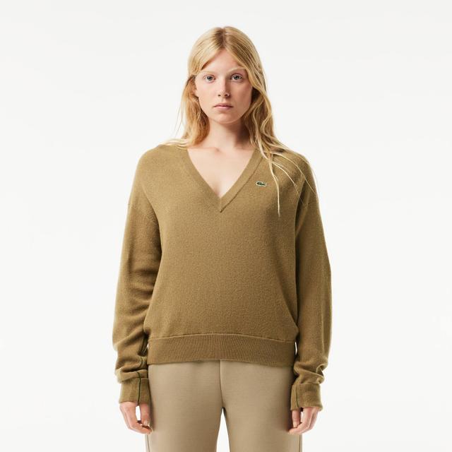 Relaxed Fit Carded Wool Moss Stitch Sweater Product Image