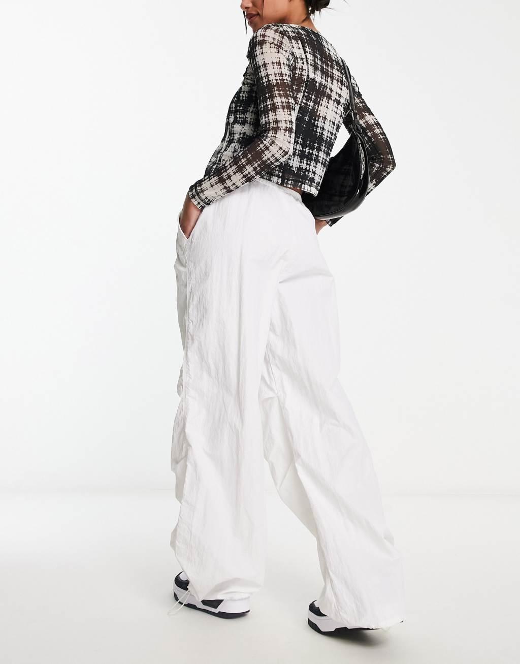 ASOS DESIGN parachute cargo pants in white Product Image