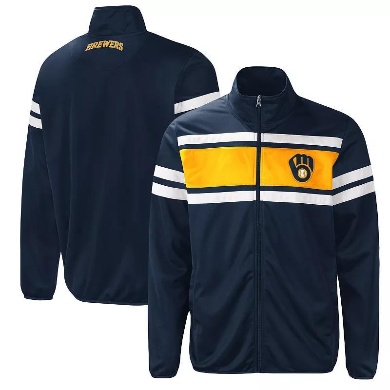 Mens G-III Sports by Carl Banks /Gold Milwaukee Brewers Power Pitcher Full-Zip Track Jacket Blue Product Image