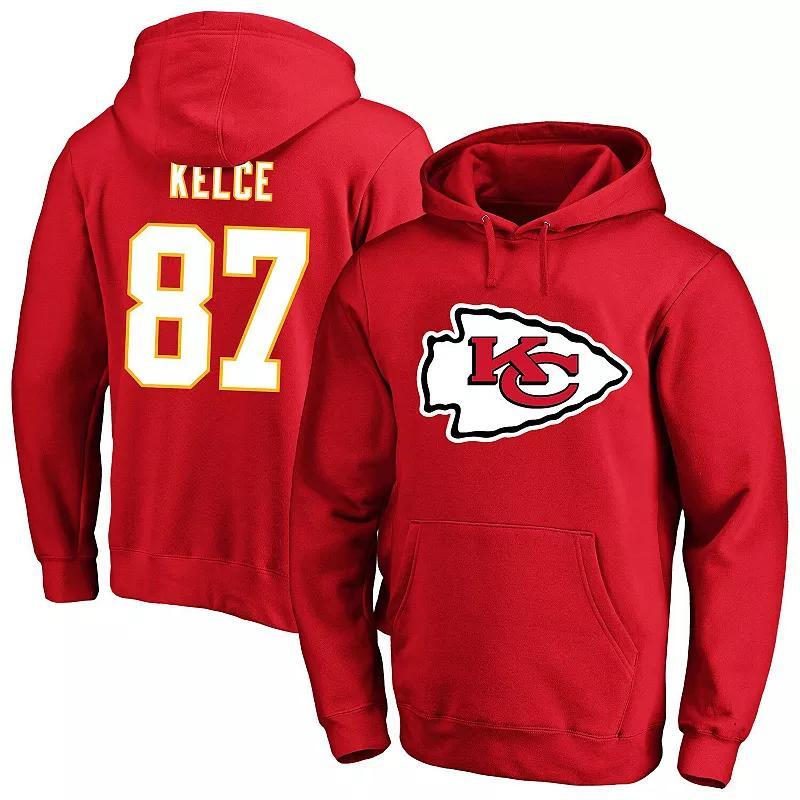 Mens Fanatics Travis Kelce Kansas City Chiefs Big & Tall Name & Number Fleece Pullover Hoodie Product Image