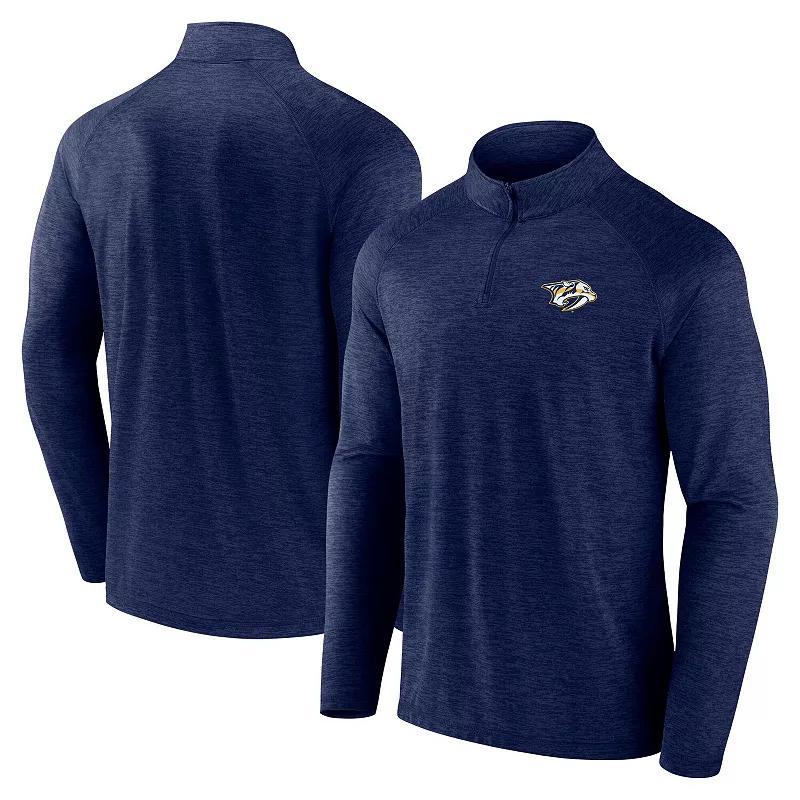 Mens Logo Athletic Navy Nashville Predators Head-to-Head Raglan Quarter-Zip Top Pdt Blue Product Image