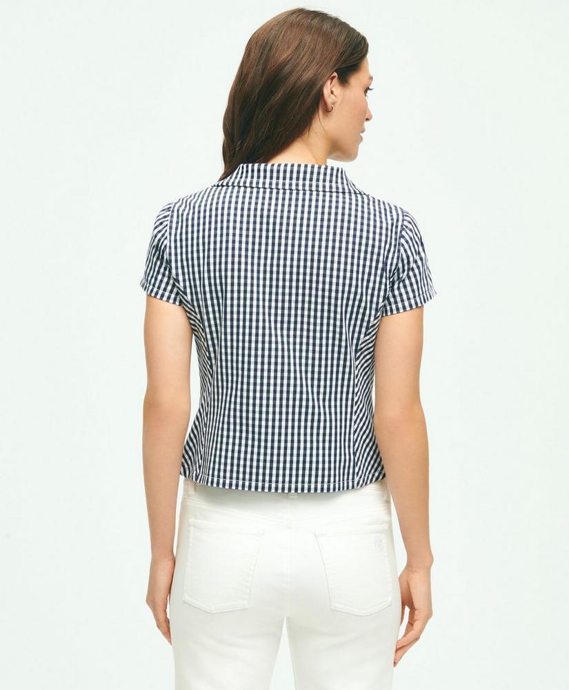 Short Sleeve Gingham Jacket In Bi-Stretch Cotton Product Image