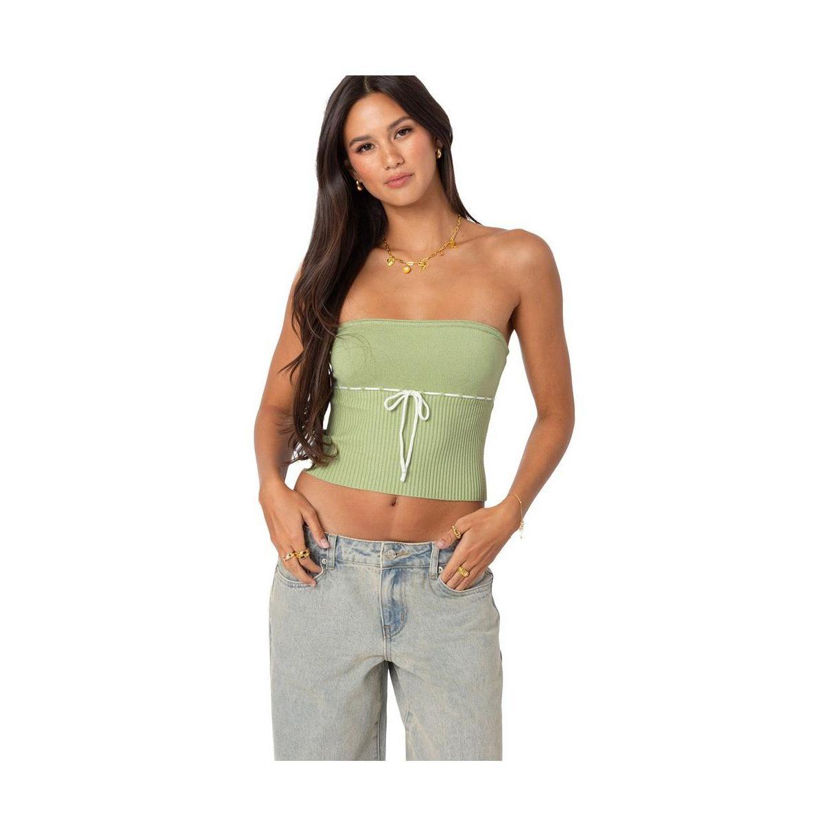 Edikted Womens Elsie Knitted Tie Tube Top Product Image