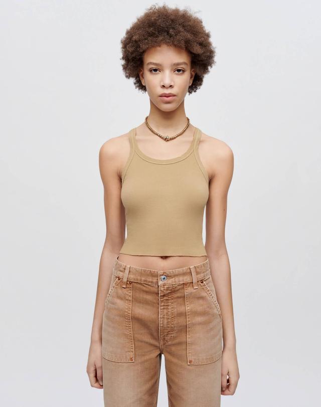 Hanes Cropped Ribbed Tank - Sand Product Image