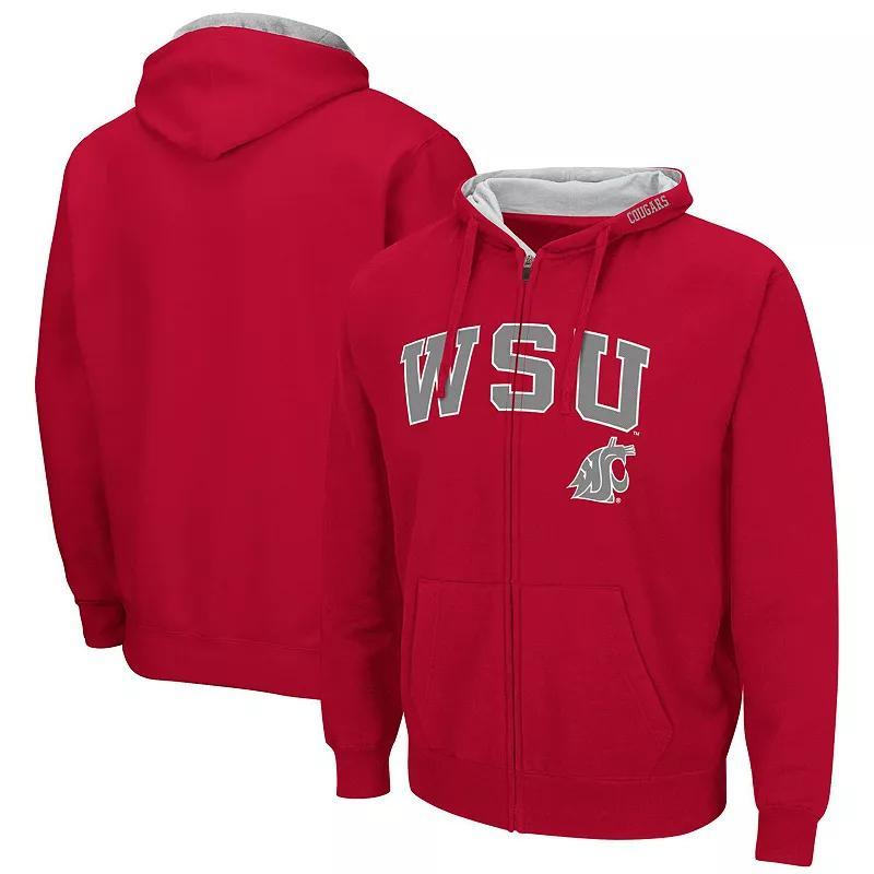 Mens Colosseum  Crimson Washington State Cougars Arch & Logo 3.0 Full-Zip Hoodie Product Image