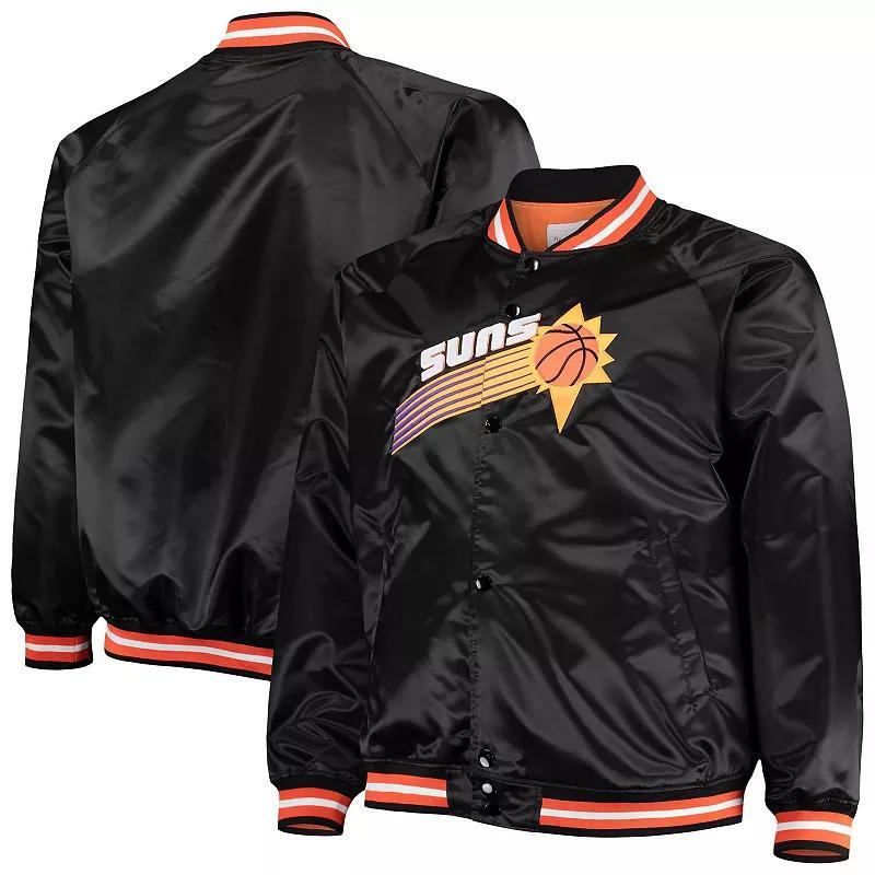 Mens Mitchell & Ness Black Phoenix Suns Big & Tall Hardwood Classics Raglan Satin Full-Snap Jacket Product Image