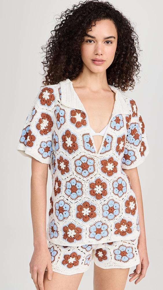 MINKPINK Dawn Flower Crochet Shirt | Shopbop Product Image