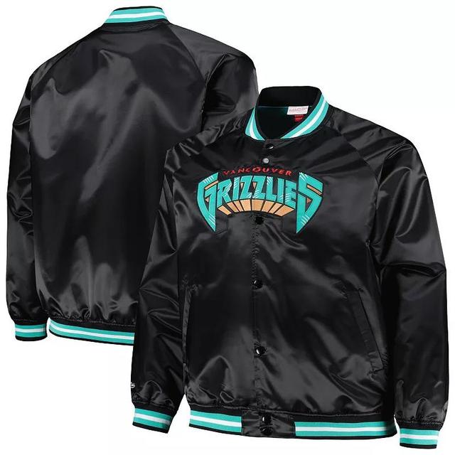 Mens Mitchell & Ness Black Vancouver Grizzlies Big & Tall Hardwood Classics Wordmark Satin Raglan Full-Zip Jacket Product Image