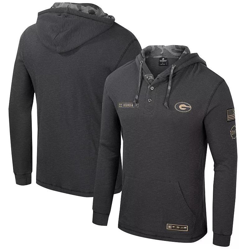 Mens Colosseum Charcoal Georgia Bulldogs OHT Military Appreciation Henley Pullover Hoodie Product Image