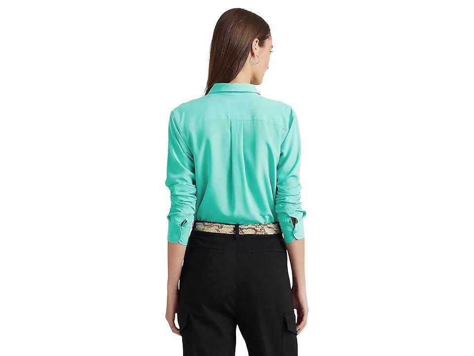 Lauren Ralph Lauren Crepe Shirt (Natural Turquoise) Women's Blouse Product Image