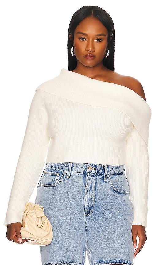 REMI x REVOLVE Lindsay Off Shoulder Sweater in Ivory - Ivory. Size 2X (also in XL, 1X, 3X, 4X, 0X). Product Image