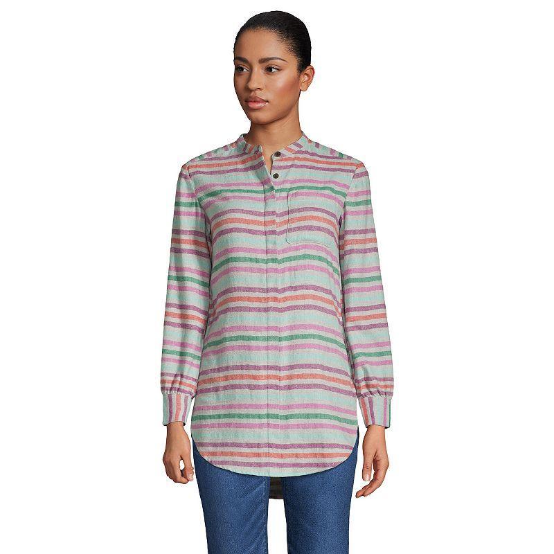 Petite Lands End Flannel A-Line Long Sleeve Tunic Top, Womens Product Image