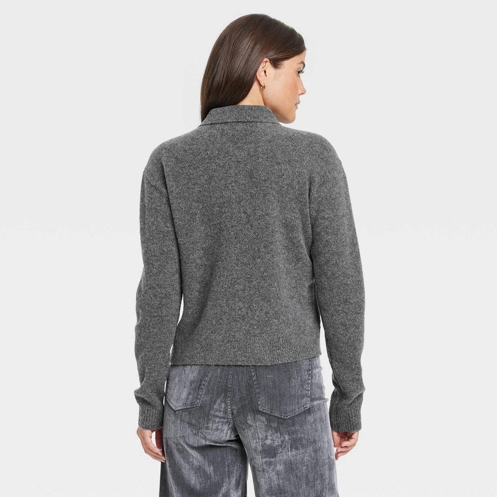 Women's Collared Pullover Sweater - Universal Thread™ Dark Gray L Product Image