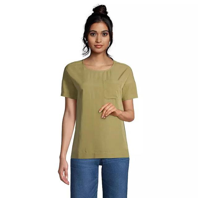 Petite Lands End Short Sleeve Tee, Womens Simply Green Product Image