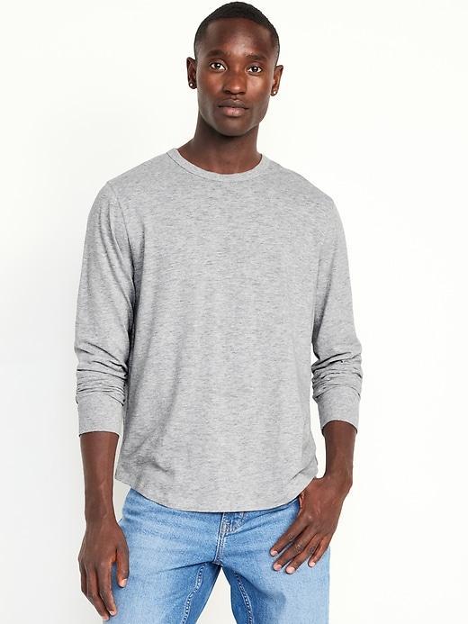 Curved-Hem Slub-Knit T-Shirt Product Image