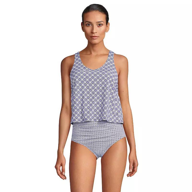 Lands End Womens V-neck One Piece Fauxkini Swimsuit Faux Tankini Top Product Image