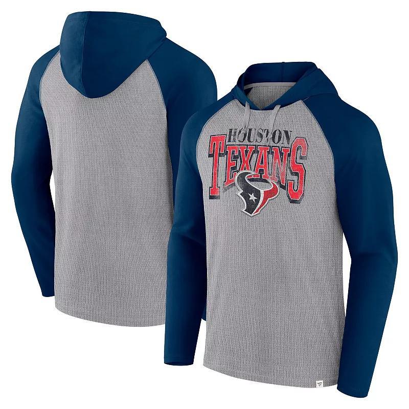 Mens Fanatics Gray/Navy Houston Texans Under Center Long Sleeve Hoodie T-Shirt Product Image