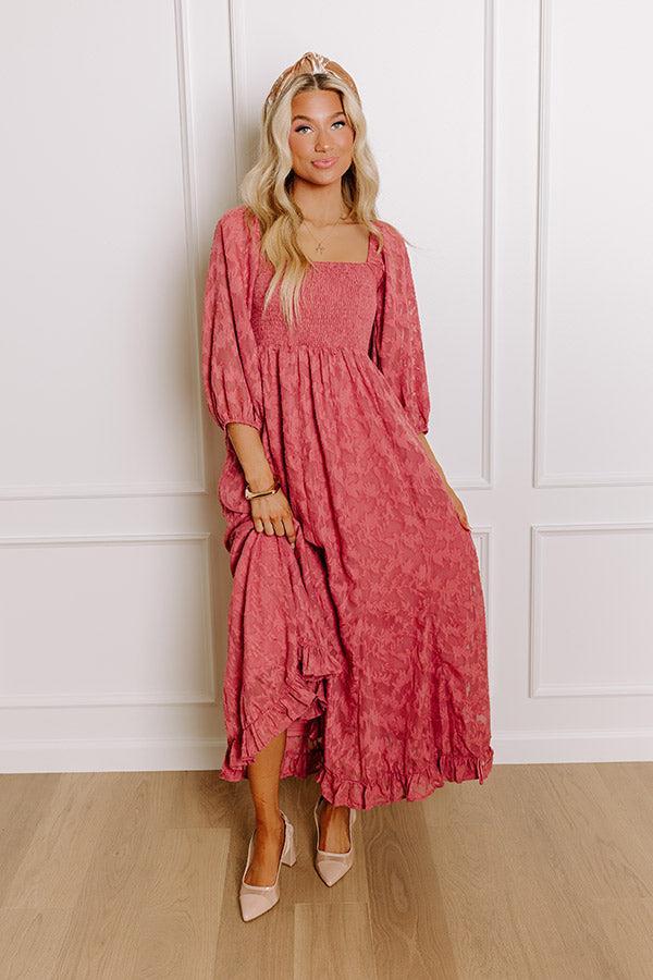 Sweetest Secret Jacquard Maxi Dress in Rustic Rose Product Image