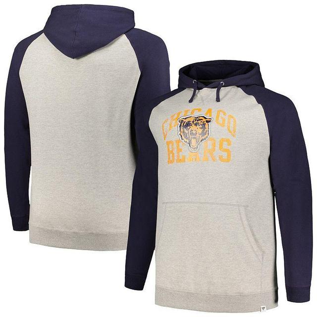 Mens Profile Heather Gray/Navy Chicago Bears Big & Tall Favorite Arch Throwback Raglan Pullover Hoodie Product Image