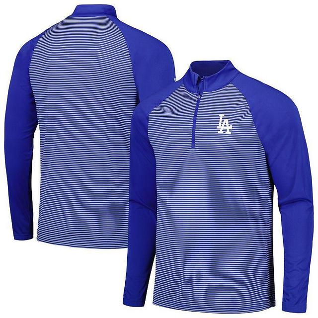 Mens Levelwear Royal Los Angeles Dodgers Charter Striped Raglan Quarter-Zip Top Product Image