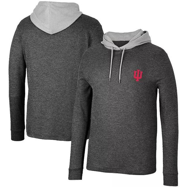 Mens Colosseum Black Indiana Hoosiers Ballot Waffle-Knit Thermal Long Sleeve Hoodie T-Shirt Product Image