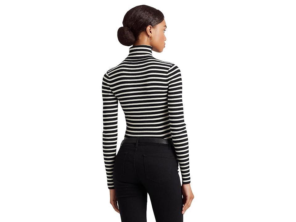 Lauren Ralph Lauren Striped Cotton-Blend Turtleneck Sweater (Polo /Mascarpone Cream) Women's Clothing Product Image