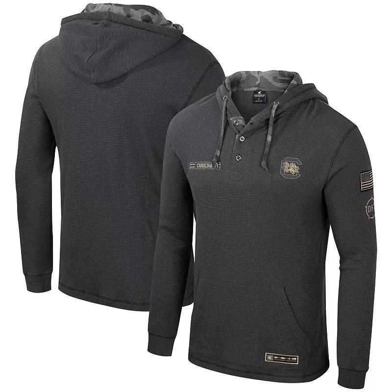 Mens Colosseum Charcoal LSU Tigers OHT Military Appreciation Henley Pullover Hoodie Product Image