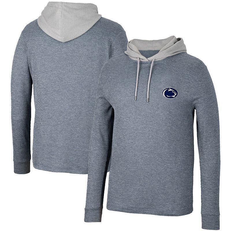 Mens Colosseum Navy Penn State Nittany Lions Ballot Waffle-Knit Thermal Long Sleeve Hoodie T-Shirt Blue Product Image