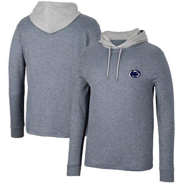 Mens Colosseum Penn State Nittany Lions Ballot Waffle-Knit Thermal Long Sleeve Hoodie T-Shirt Blue Product Image