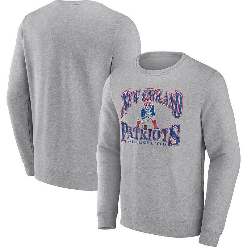 Mens Fanatics Heathered Charcoal Distressed New England Patriots Playability Pullover Sweatshirt Product Image