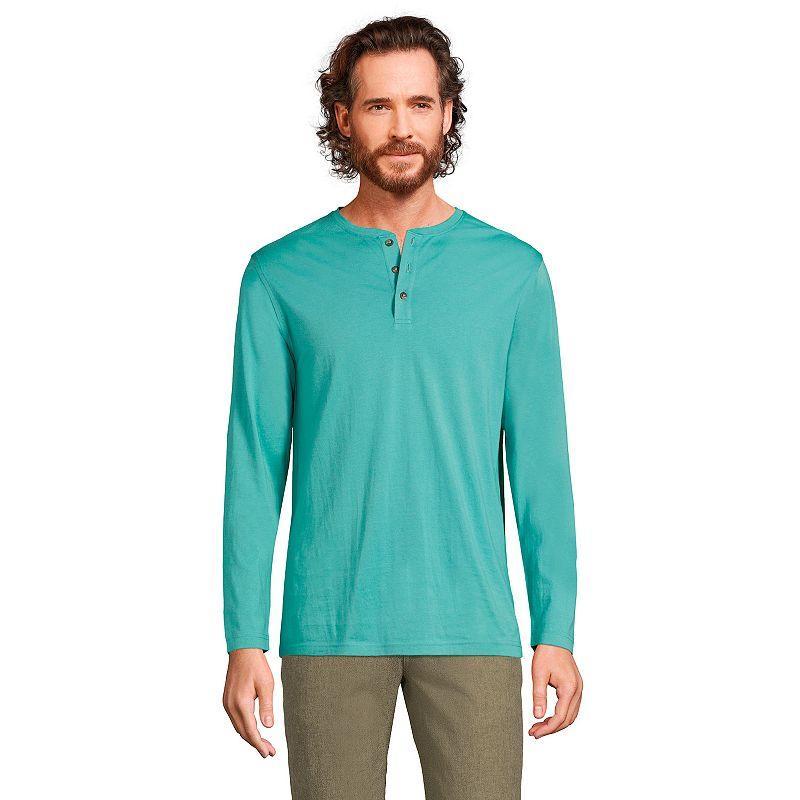 Lands End Mens Supima Jersey Long Sleeve Henley T-Shirt Product Image