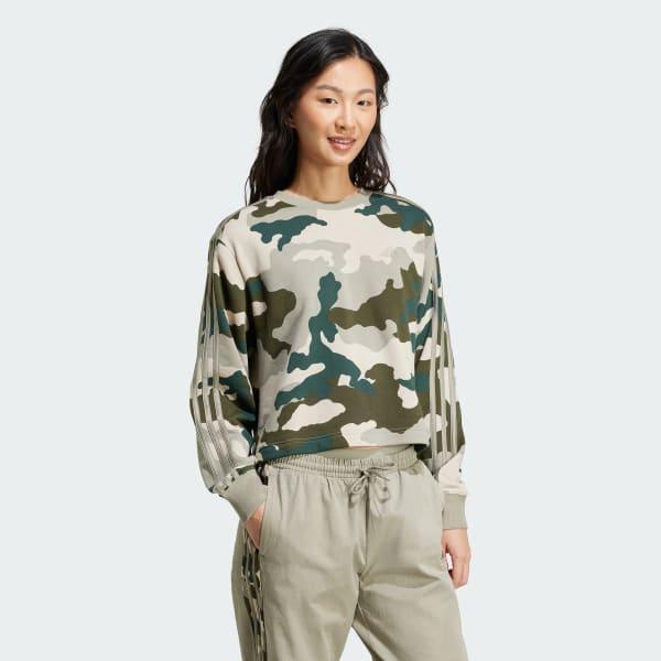 Essentials 3-Stripes Camo-Print Cropped Sweatshirt Product Image