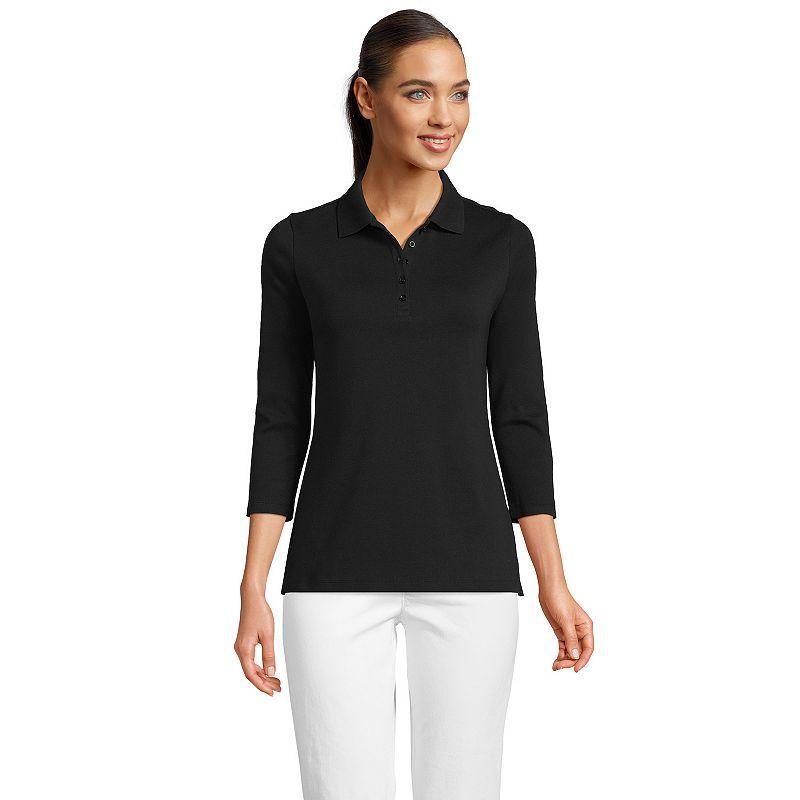 Womens Lands End 3/4-Sleeve Interlock Polo Product Image